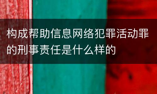 构成帮助信息网络犯罪活动罪的刑事责任是什么样的