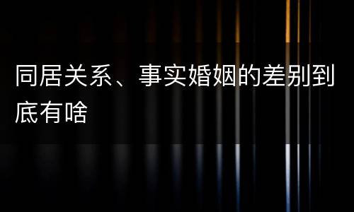 同居关系、事实婚姻的差别到底有啥