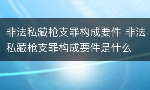 非法私藏枪支罪构成要件 非法私藏枪支罪构成要件是什么