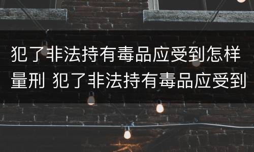 犯了非法持有毒品应受到怎样量刑 犯了非法持有毒品应受到怎样量刑处罚