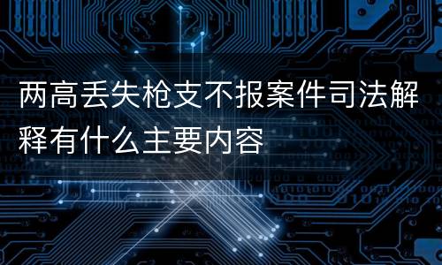 两高丢失枪支不报案件司法解释有什么主要内容