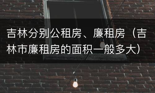 吉林分别公租房、廉租房（吉林市廉租房的面积一般多大）