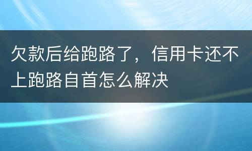 欠款后给跑路了，信用卡还不上跑路自首怎么解决